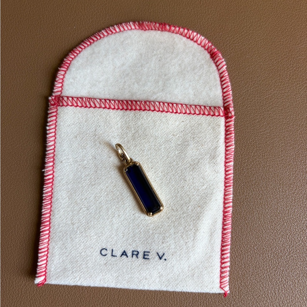 Clare V La Gemme Grande Charm sapphire/ vintage gold